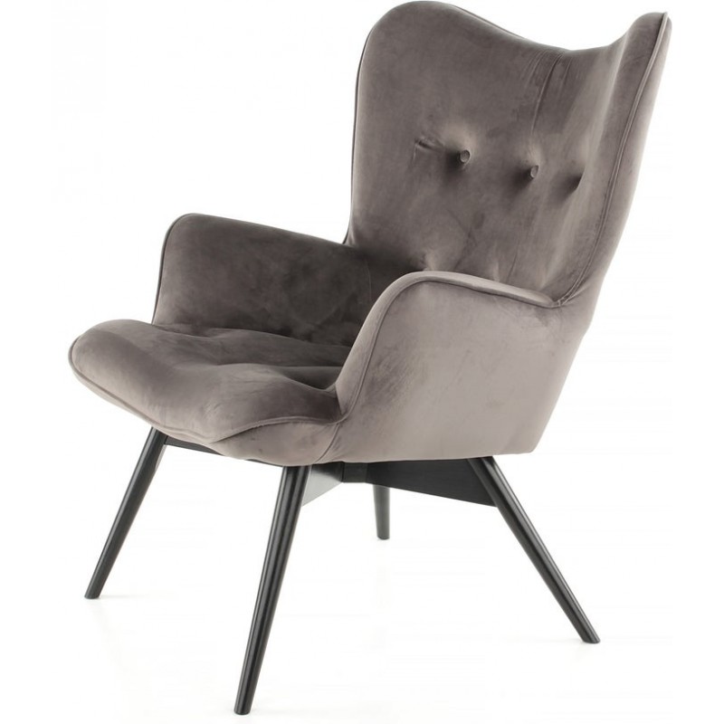 Armchair Black Vicky Velvet Grey